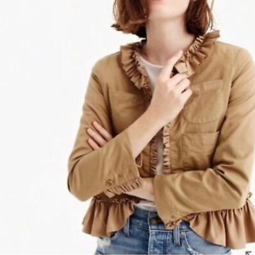 J. Crew Khaki Ruffle Military Front Pockets Short Size 6